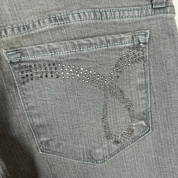 NYDJ Womens Flare Jeans Gray High Rise Stretch Embellished Made in USA 12 Petite - Picture 10 of 12